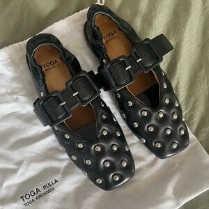 Toga Pulla designer leather studded ballet flats size 38.5